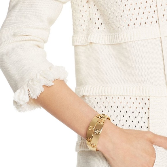 Tory Burch Jewelry - Tory Burch Fold Leather Double Wrap Logo Bracelet